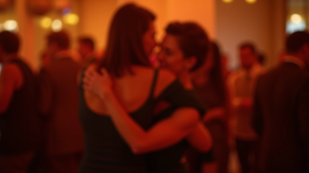 Bachata dancers in close embrace at weekend social event