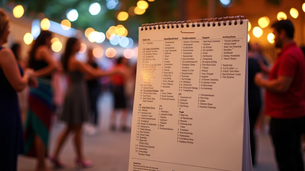 Calendar showing Latin dance festival dates and locations