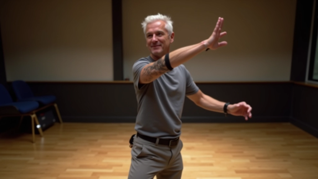 Dance instructor demonstrating bachata steps in studio setting
