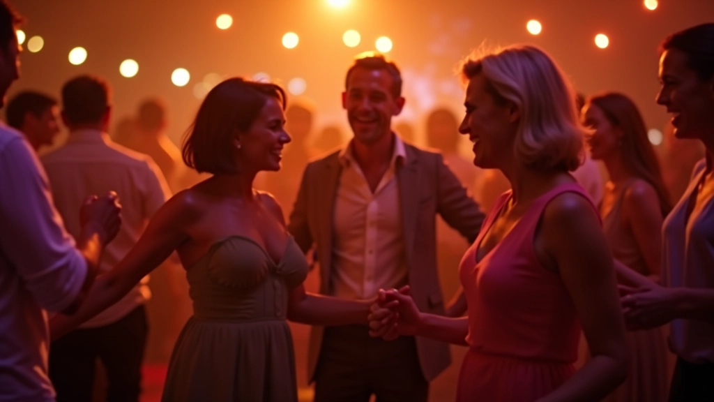 Mature dancers enjoying Latin dance together in celebration