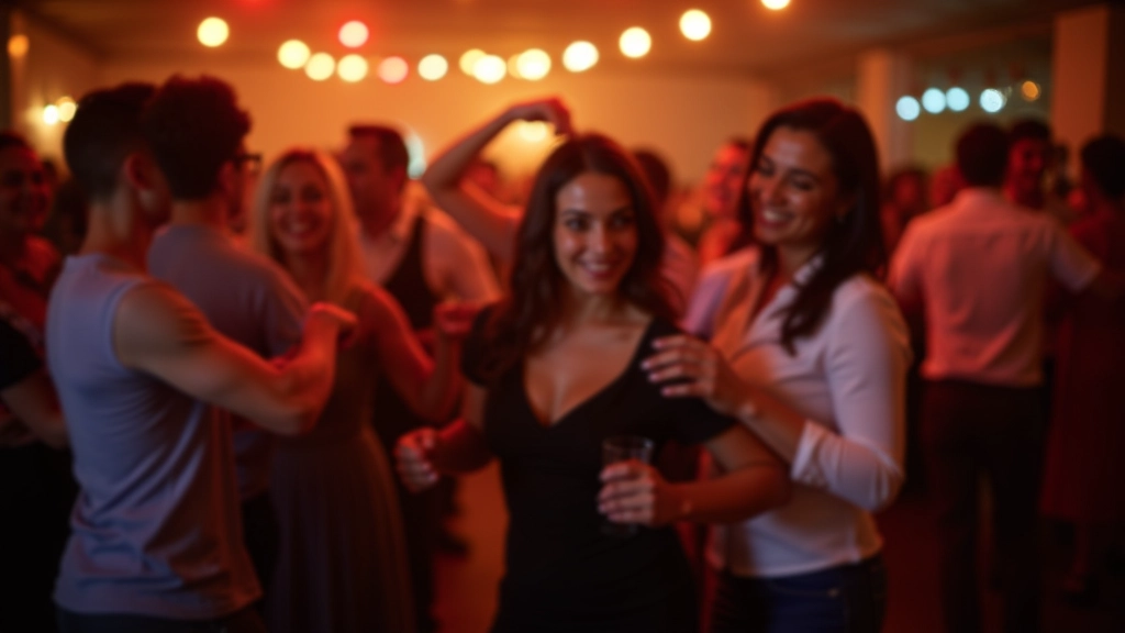 Group of dancers enjoying a salsa social event together