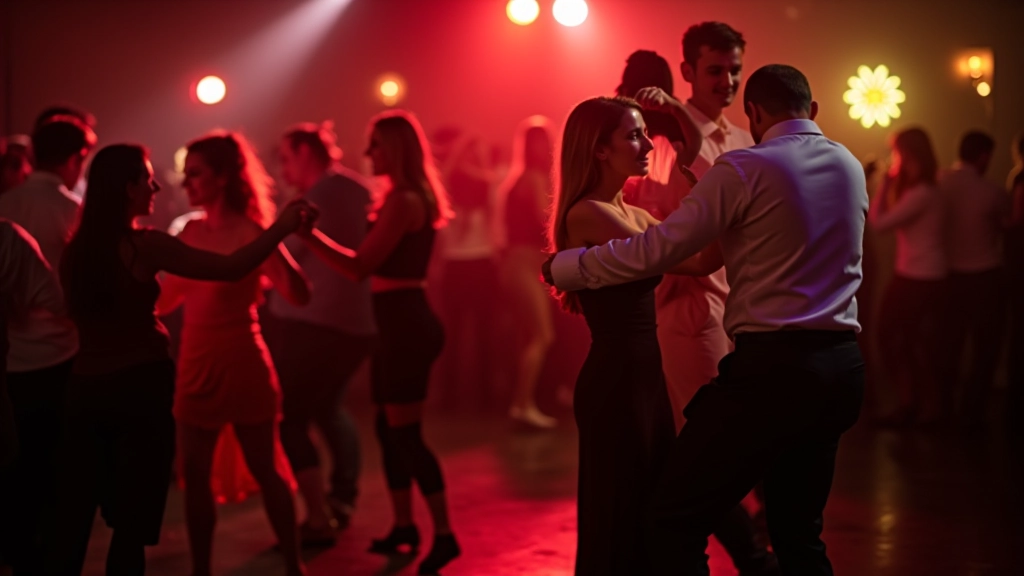 Salsa dancers performing at Dublin social venue